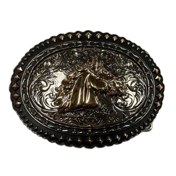 BB-20 BRONZE/GOLD HORSE BELT BUCKLE