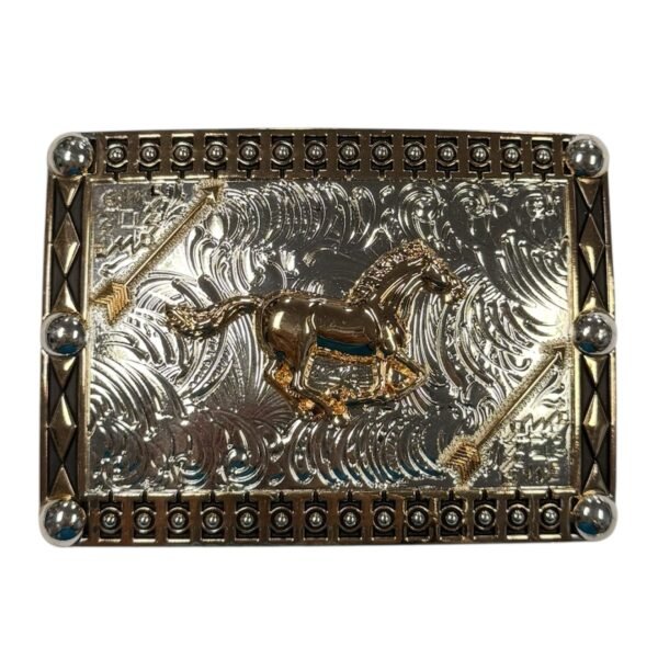 BB-12 BRONZE/ SILVER HORSE ARROWS BELT BUCKLE