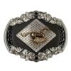 BB-63 SILVER/BLACK BRONZE HORSE BELT BUCKLE
