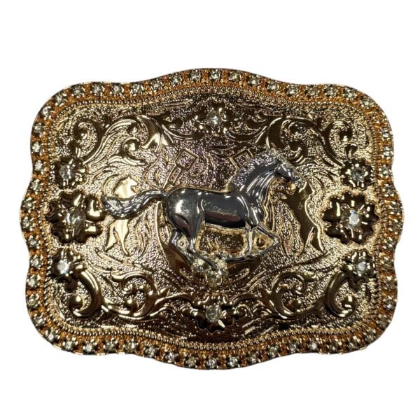 BB-10 BRONZE/SILVER HORSE DIAMOND BUCKLE