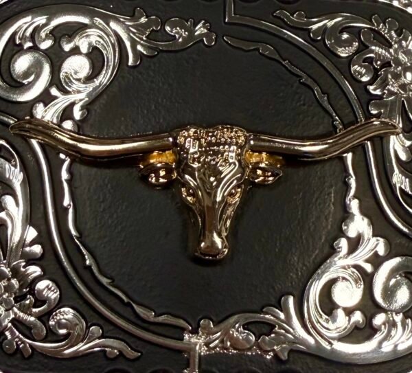 BB-51 Metal/Bronze Black Longhorn Belt Buckle
