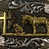 BB-39 Black/Silver Gold Prayer Belt Buckle