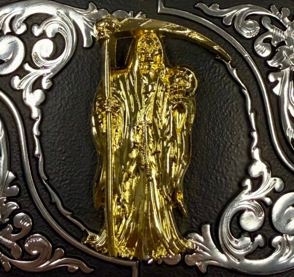 BB-37 Black/Metal Gold Santa Muerte Belt Buckle