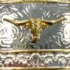 BB-14 Silver/Gold Longhorn Belt Buckle
