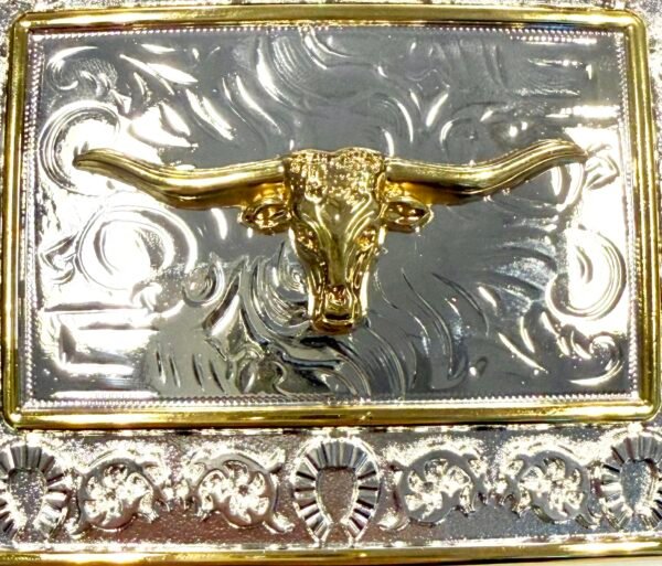 BB-14 Silver/Gold Longhorn Belt Buckle