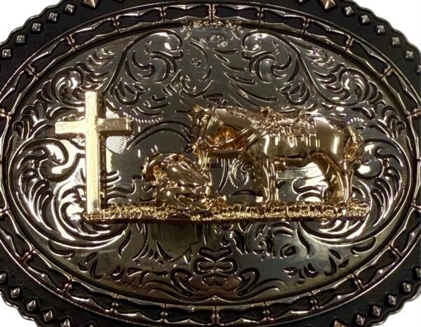 BB-84 Bronze/Metal Prayer Belt Buckle