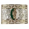BB-4 Silver/Bronze Green/White San Judas Tadeo Belt Buckle