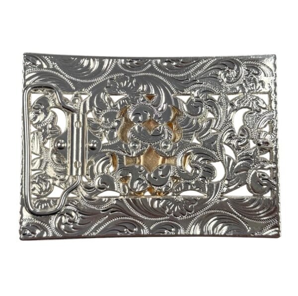 BB-4 Silver/Bronze Green/White San Judas Tadeo Belt Buckle