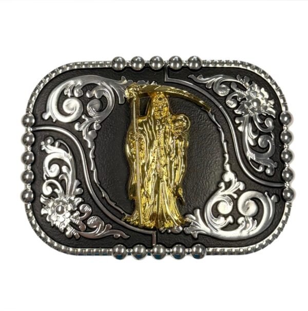 BB-37 Black/Metal Gold Santa Muerte Belt Buckle