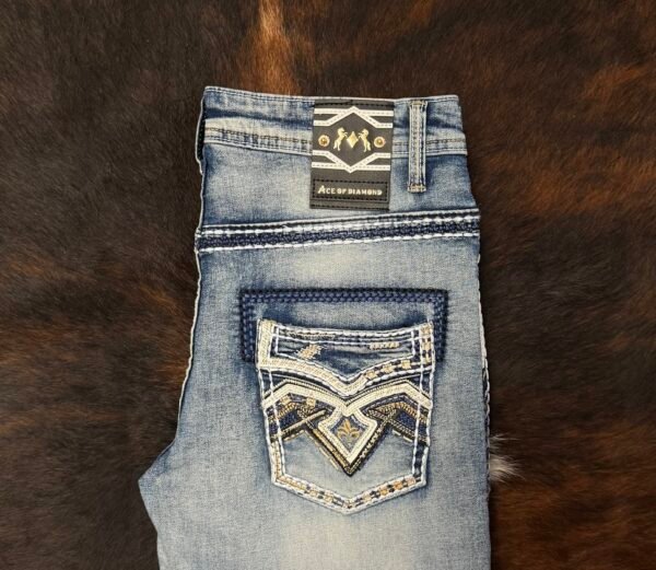 P1395-K MID BLUE ACE OF DIAMOND JEAN