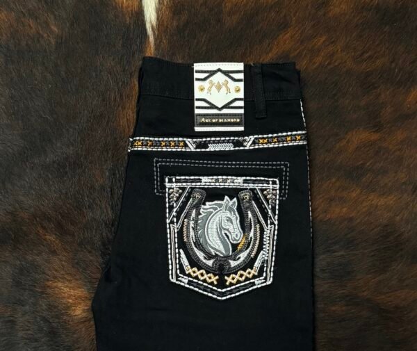 P1365-K JET BLACK ACE OF DIAMOND JEAN