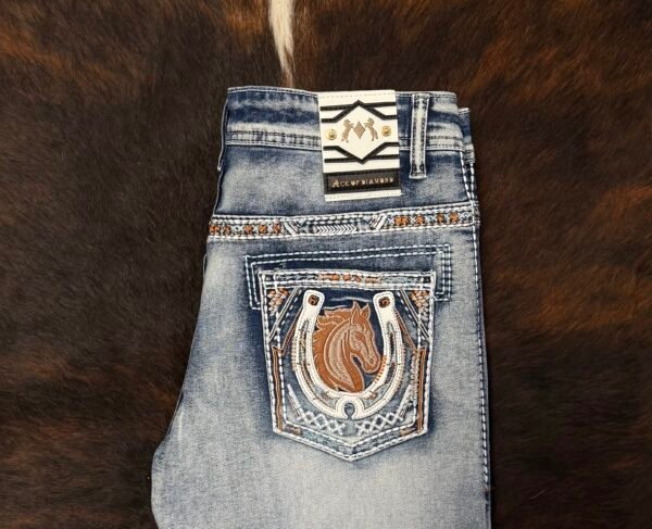 P1365-K MID BLUE ACE OF DIAMOND JEAN