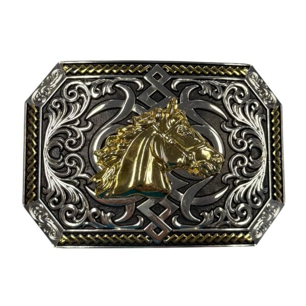 BB-11 Metal/Gold Horse Belt Buckle