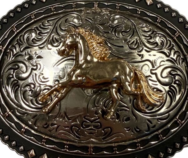 BB-23 Bronze/Gold Horse Belt Buckle
