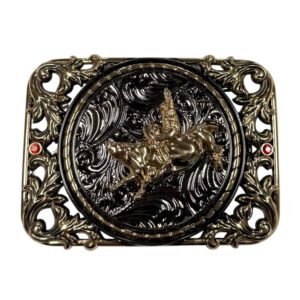 BB-76 Bronze/Metal Bull-rider Ruby Belt Buckle