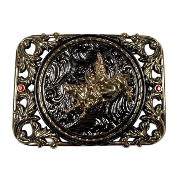 BB-76 Bronze/Metal Bull-rider Ruby Belt Buckle