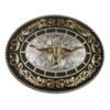 BB-50 Silver/Bronze Black Longhorn Belt Buckle
