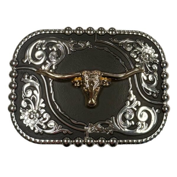 BB-51 Metal/Bronze Black Longhorn Belt Buckle
