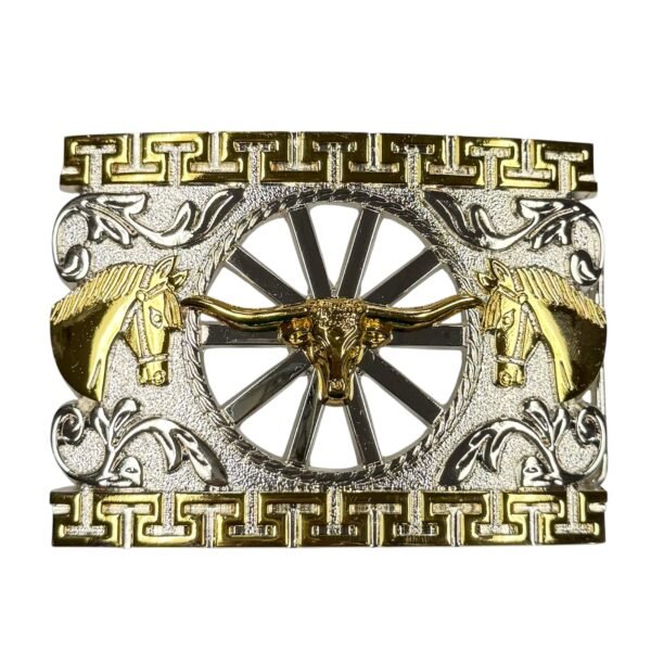 BB-21 Silver/Gold Longhorn Belt Buckle
