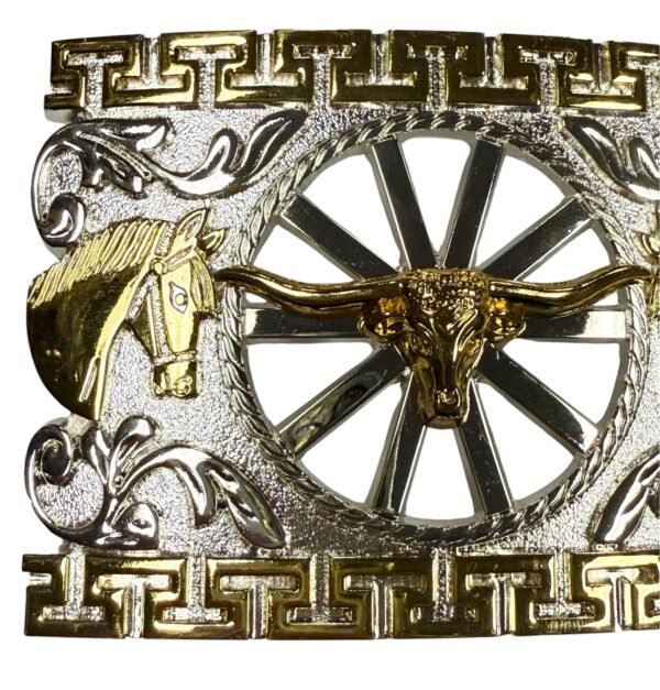 BB-21 Silver/Gold Longhorn Belt Buckle