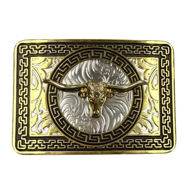 BB-15 Silver/Gold Longhorn Belt Buckle
