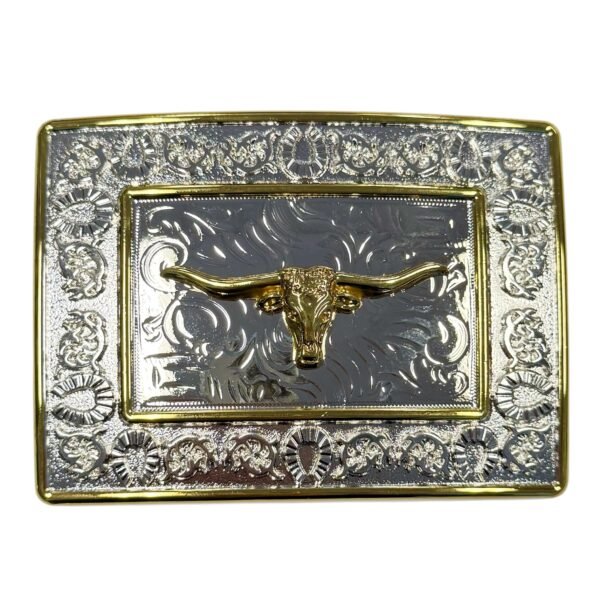 BB-14 Silver/Gold Longhorn Belt Buckle