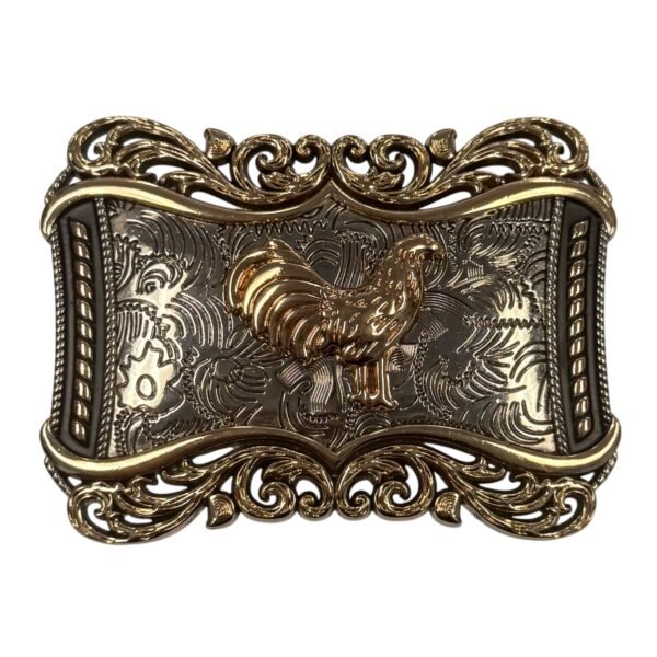 BB-48 Gold/Silver Rooster Belt Buckle