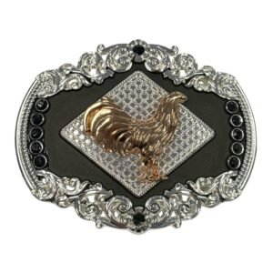BB-42 Silver/Black Bronze Rooster Belt Buckle