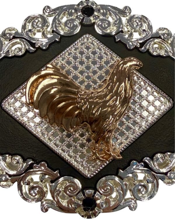 BB-42 Silver/Black Bronze Rooster Belt Buckle