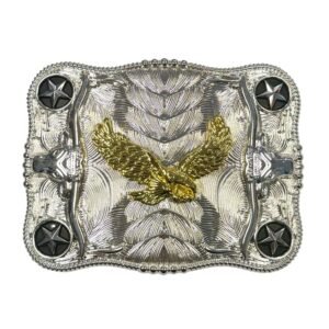BB-24 Silver/Gold Eagle Longhorn Belt Buckle