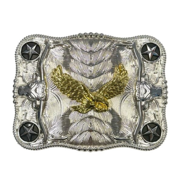 BB-24 Silver/Gold Eagle Longhorn Belt Buckle