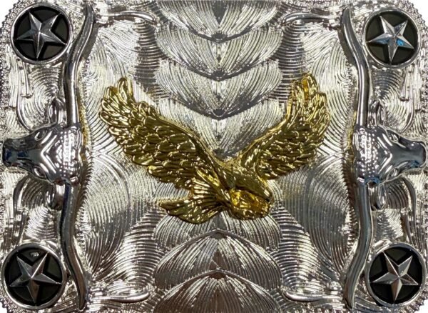 BB-24 Silver/Gold Eagle Longhorn Belt Buckle
