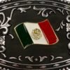 BB-53 Metal/Black Mexico Flag Belt Buckle