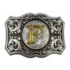 BB-38 Silver/Gold Initial "F" Belt Buckle