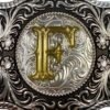BB-38 Silver/Gold Initial "F" Belt Buckle