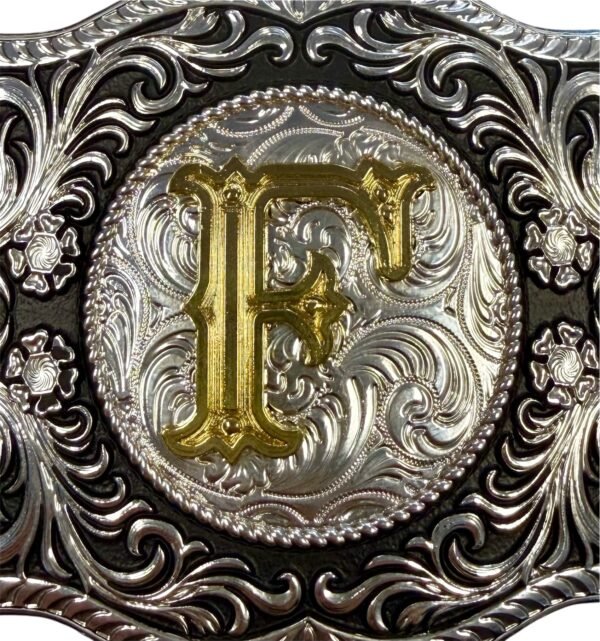 BB-38 Silver/Gold Initial "F" Belt Buckle
