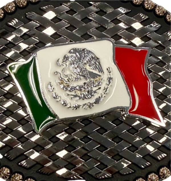 BB-18 Silver/Bronze Petatillo Mexico Flag Belt Buckle