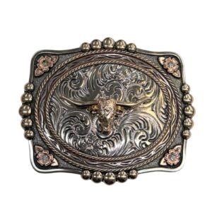 BB-85 Bronze Longhorn Diamond Belt Buckle