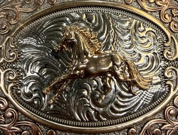 BB-73 Bronze/Silver Horse Belt Buckle