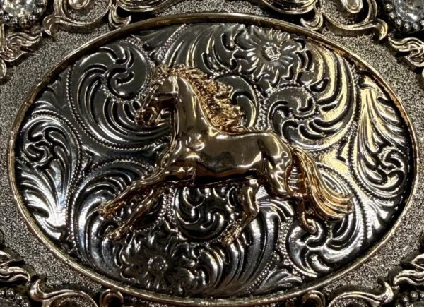 BB-52 Bronze Horse Diamond Belt Buckle
