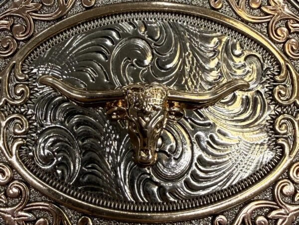 BB-81 Silver/Bronze Longhorn Belt Buckle