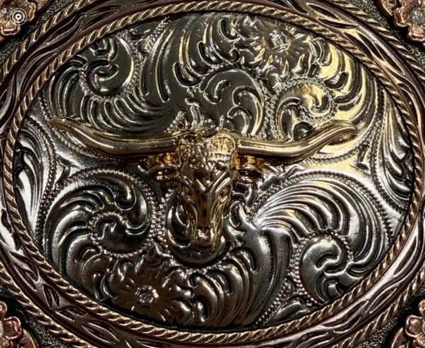 BB-85 Bronze Longhorn Diamond Belt Buckle