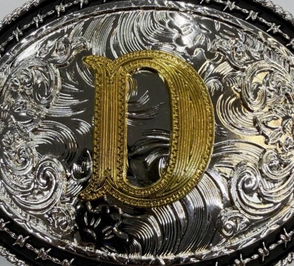 BB-55 Silver/Gold Initial "D" Belt Buckle