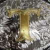 BB-62 Silver/Gold Initial "T" Belt Buckle