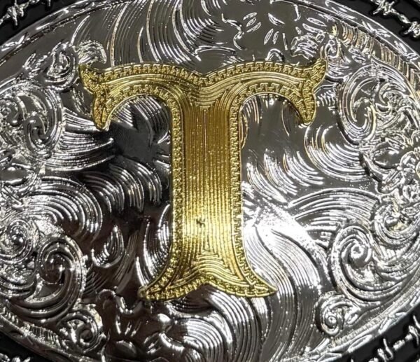 BB-62 Silver/Gold Initial "T" Belt Buckle