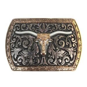 BB-72 Metal/Bronze Longhorn Belt Buckle
