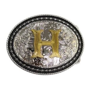 BB-6 Silver/Gold Initial "H" Belt Buckle