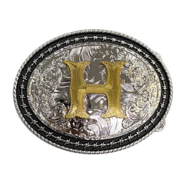 BB-6 Silver/Gold Initial "H" Belt Buckle