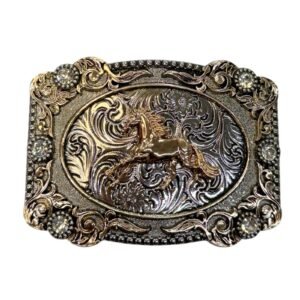 BB-52 Bronze Horse Diamond Belt Buckle
