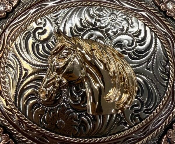 BB-44 Bronze Horse Diamond Belt Buckle